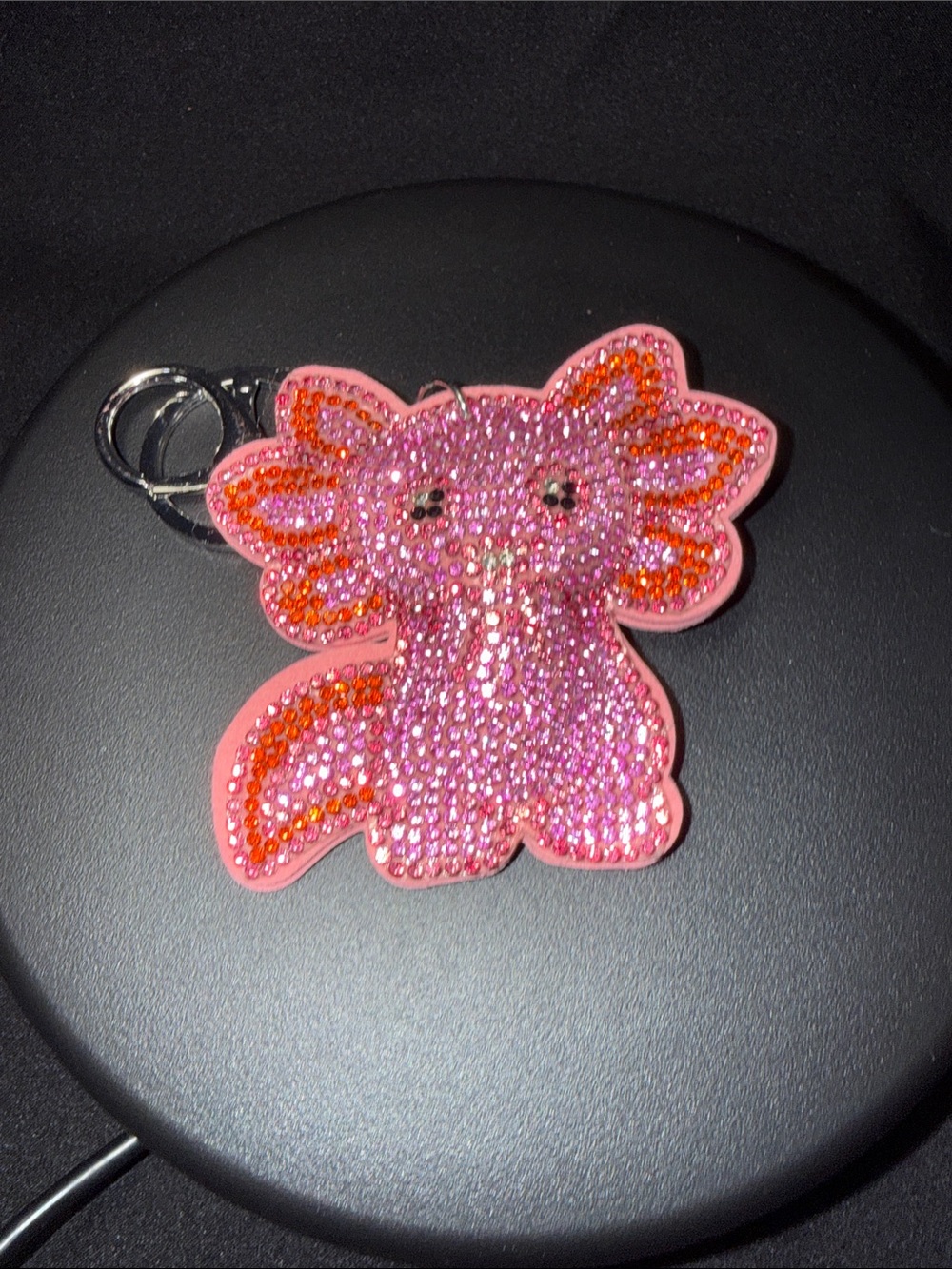 Pink Crystal Axolotl Keychain Charm for Kids